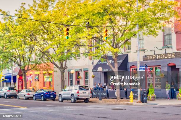 bars in downtown erie pennsylvania usa - erie pennsylvania stock pictures, royalty-free photos & images