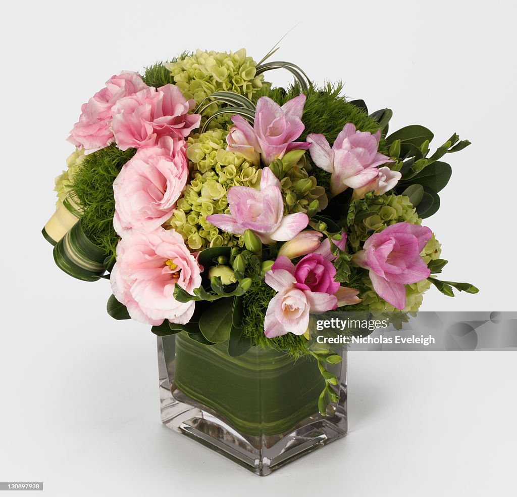 A bouquet of flowers in a vase