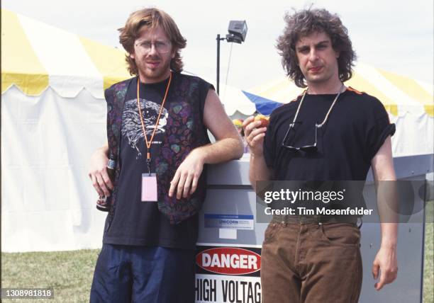 Trey Anastasio and Mike Gordon of Phish pose during Laguna Seca Daze at Laguna Seca Racetrack on May 29, 1993 in Monterey, California.