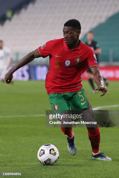 Nuno Mendes of Portugal during the FIFA World Cup 2022 Qatar qualifying match between Portugal and Azerbaijan on March 24, 2021 in Turin, Italy.