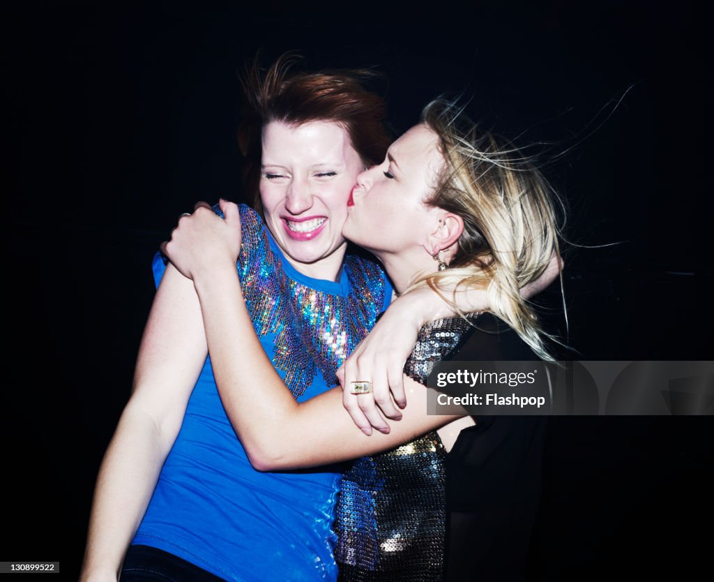 Two women having fun together on night out