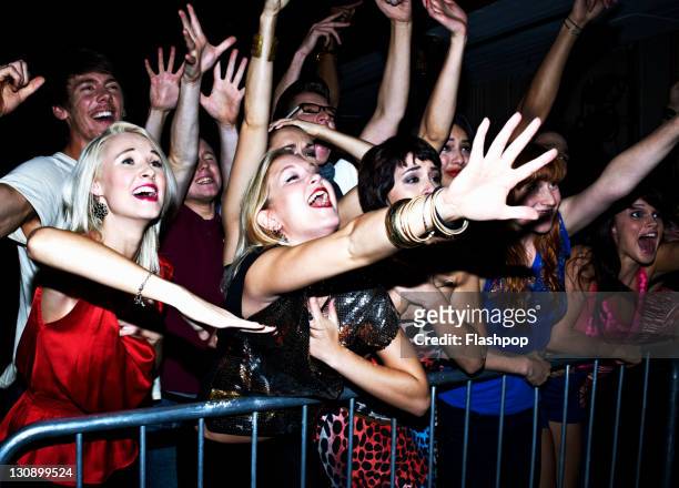 group of people at a music concert - fan stockfoto's en -beelden