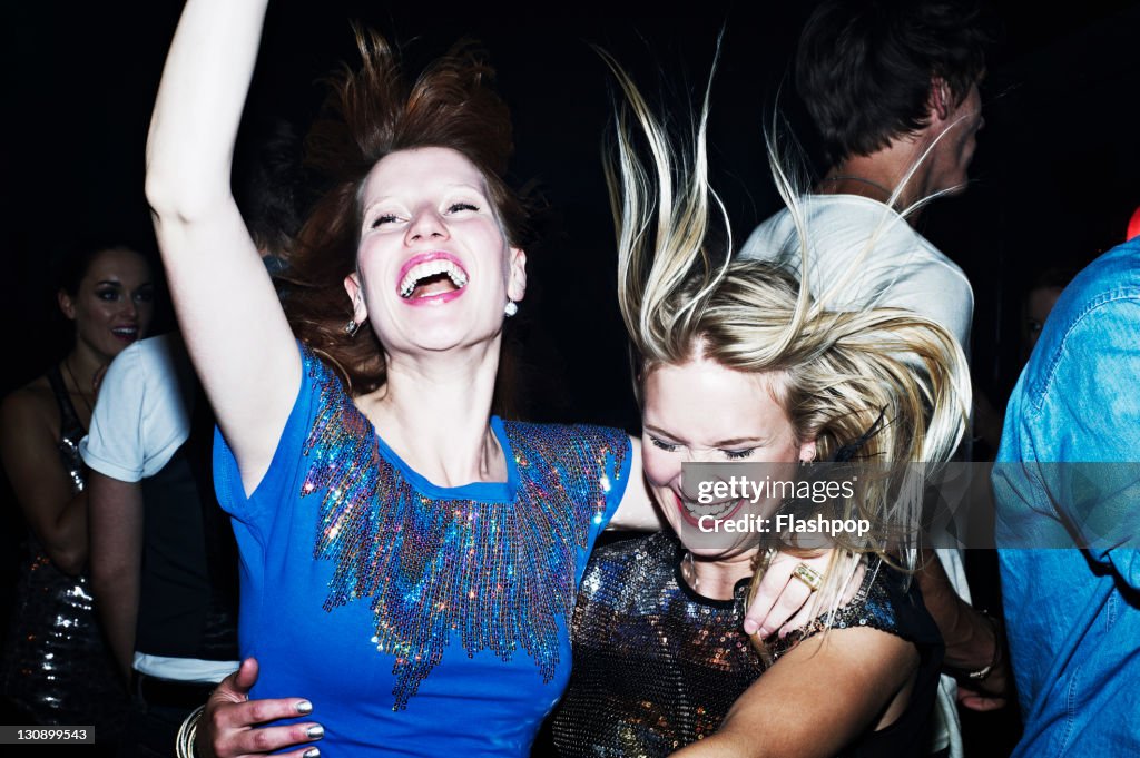 Two women having fun together on night out