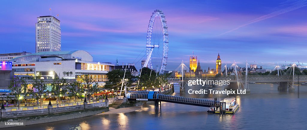 London Eye and big Ben at dusk, London,UK