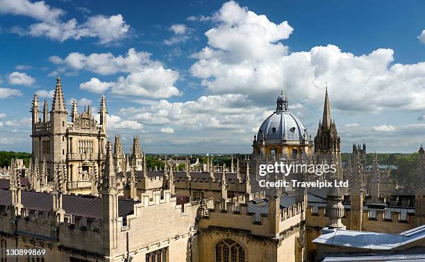 view over domes and spires of oxford,uk - oxford university stock-fotos und bilder