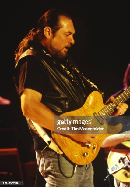 Steve Cropper performs in Neil Young's band at Shoreline Amphitheatre on September 8, 1993 in Mountain View, California.