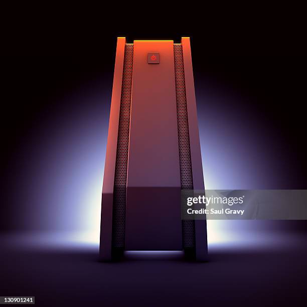 futuristic server or tower pc - low angle portrait studio stock illustrations