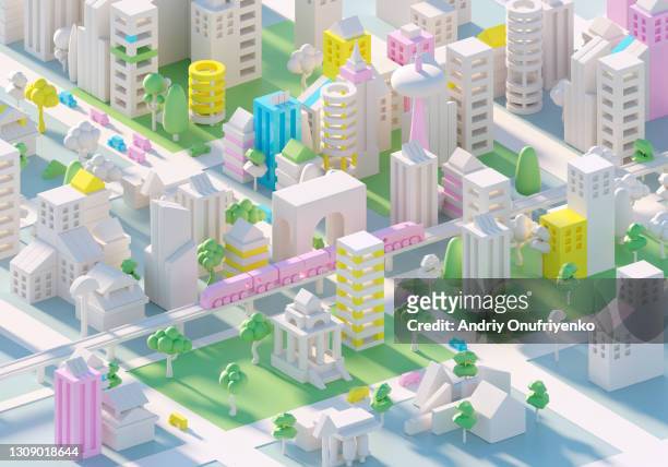 futuristic city - districts stock pictures, royalty-free photos & images