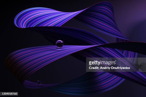 abstract twisted ribbon with striped pattern - digitally generated image photos et images de collection