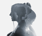 Multiple exposure of woman in recovery