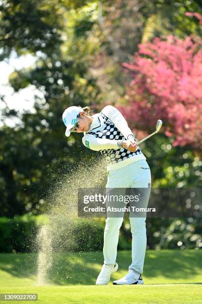 Rei Matsuda of Japan hits her tee shot on the 16th hole during the pro-am tournament ahead of the AXA Ladies Golf Tournament at the UMK Country Club...