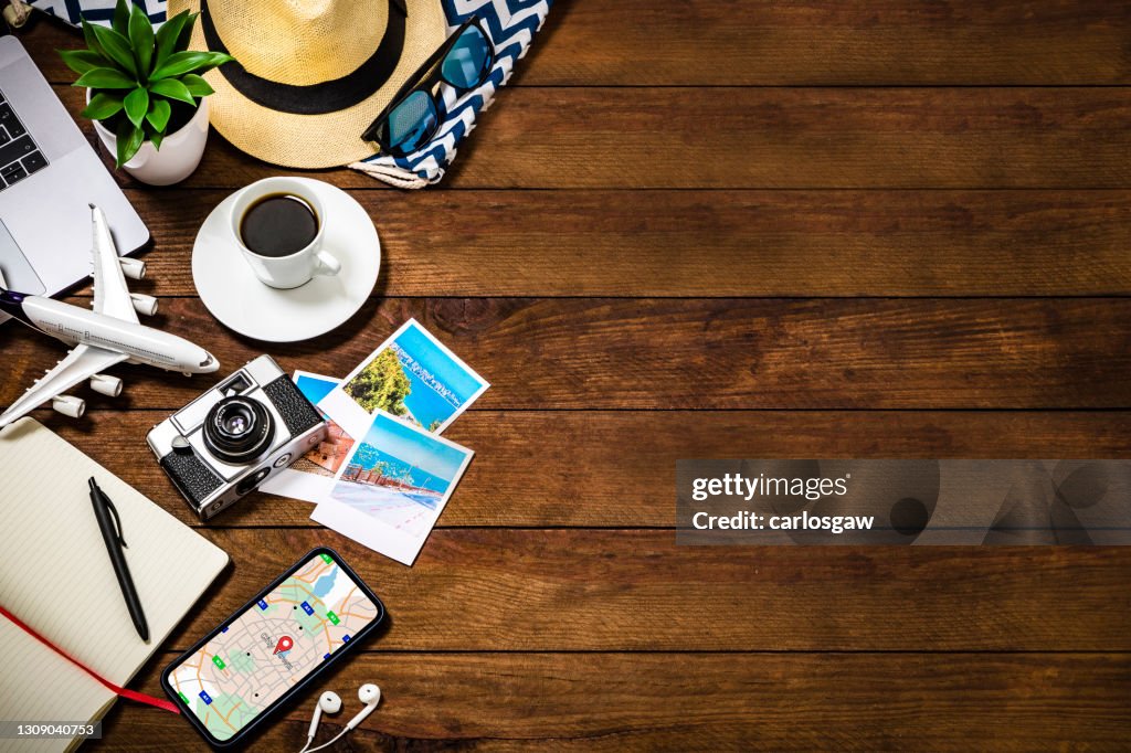 Travel planning background with copy space
