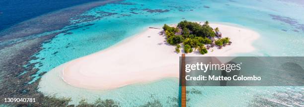 panoramic view of a tropical island, maldives - list of islands by highest point stock pictures, royalty-free photos & images