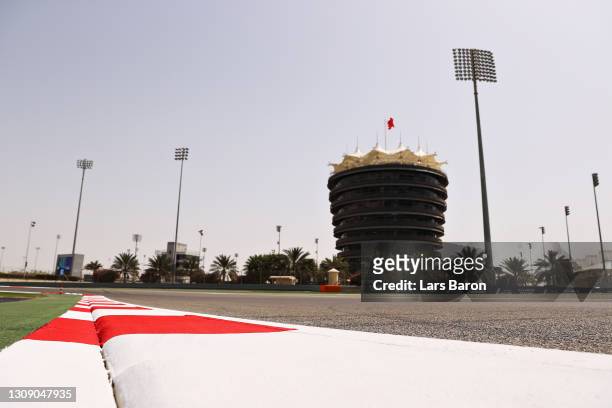 General view of the track during previews ahead of the F1 Grand Prix of Bahrain at Bahrain International Circuit on March 25, 2021 in Bahrain,...