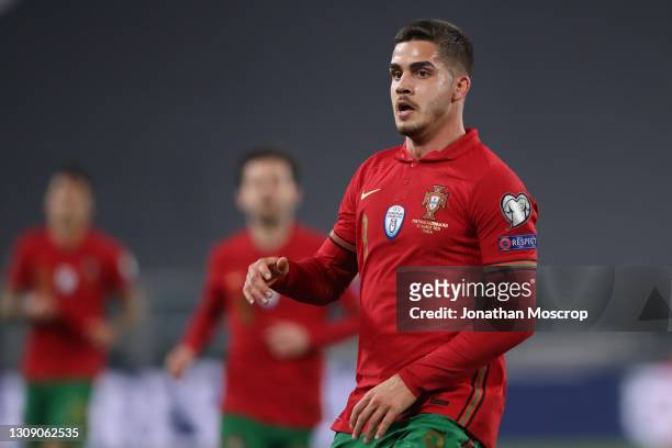 Andre Silva of Portugal during the FIFA World Cup 2022 Qatar qualifying match between Portugal and Azerbaijan at Allianz Stadium on March 24, 2021 in...