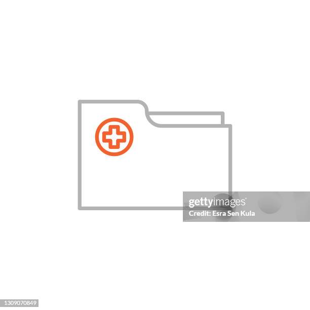 patient record folder icon with editable stroke - international red cross and red crescent movement stock illustrations stock illustrations