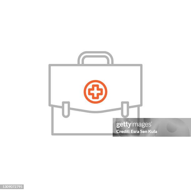 first-aid bag icon with editable stroke - lab worker white background stock illustrations