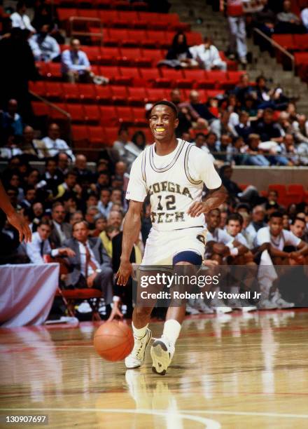 Georgia Tech's Kenny Anderson enjoys a moment during the ACC Big East Challenge game against the University of Pittsburgh, Hartford, Connecticut,...
