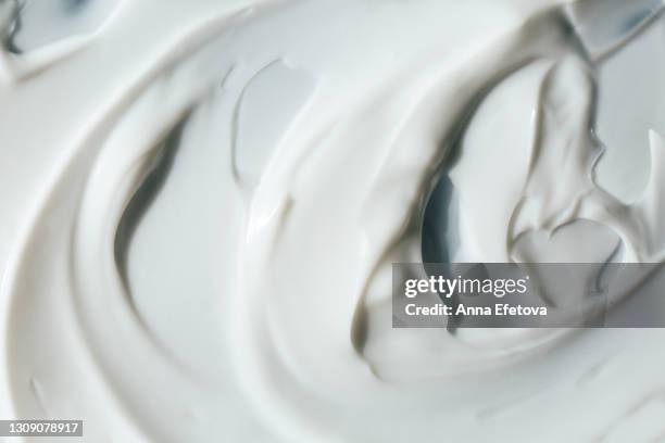 abstract and accurate texture of white cream. it may be self care concept or perfect food background. selfcare is a trendy procedure of the year. cosmetics banner with copy space - foam material stockfoto's en -beelden