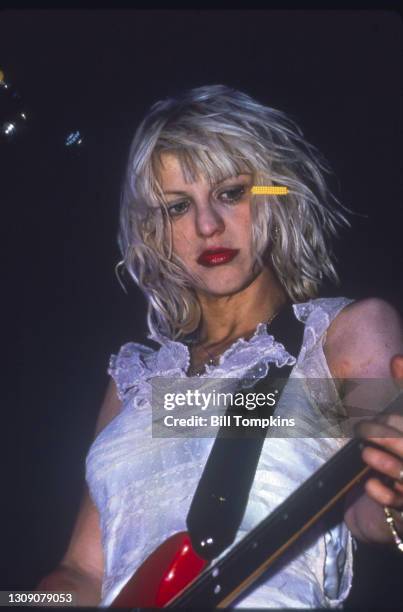 August 5: MANDATORY CREDIT Bill Tompkins/Getty Images Courtney Love performs during the Lalapalooza Music festival at Downing Stadium on August 5th,...