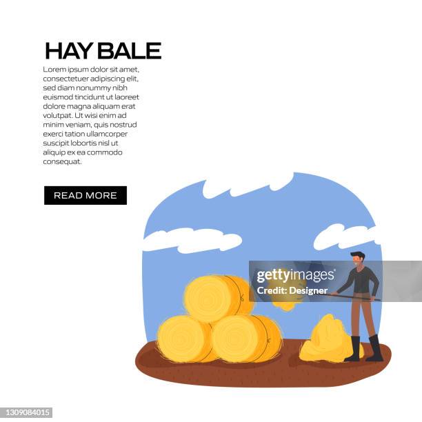 hay bale concept vector illustration for website banner, advertisement and marketing material, online advertising, social media marketing etc. - straw bale stock illustrations