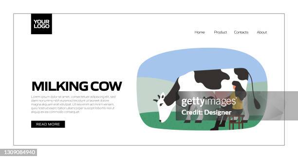milking cow concept vector illustration for landing page template, website banner, advertisement and marketing material, online advertising, business presentation etc. - casting net stock illustrations