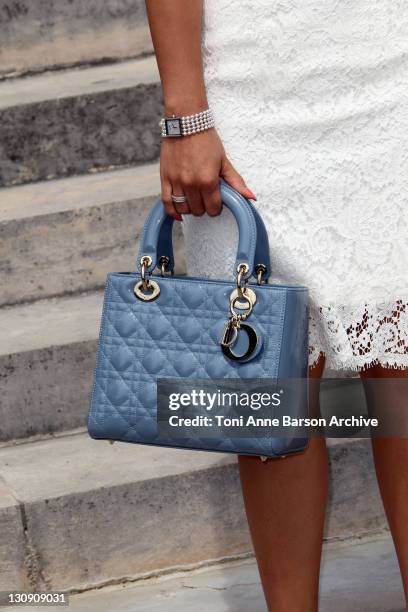 Handbag held by Princess Siriwanwaree Nareerat of Thailand, attending the Dior show as part of Paris Fashion Week Fall/ Winter 2011 at Musee Rodin on...