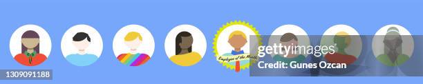 people avatars - employee of the month - character set of 8 - employee of the month stock illustrations