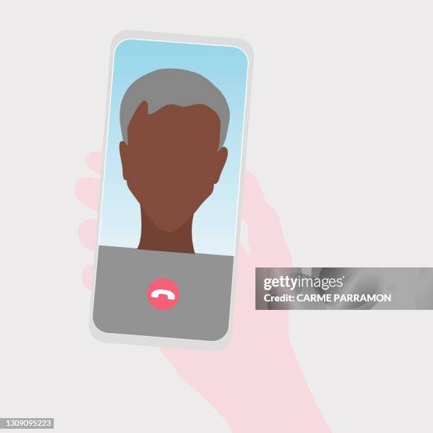 teaching online with mobile. talking with teacher - person screen reflection stock illustrations