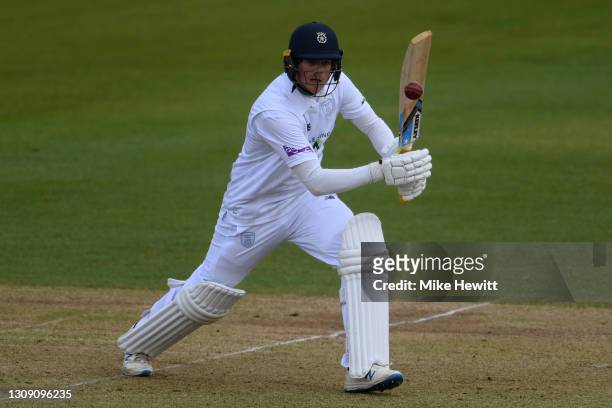 Sam Northeast of Hampshire in action during Day 1 of a pre-season warm up Match between Hampshire and Northamptonshire at Ageas Bowl on March 25,...
