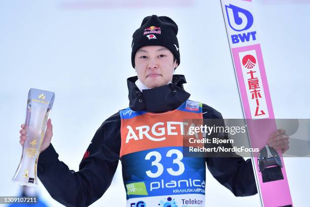 1st place Ryoyu Kobayashi after the ceremony of the Men's HS 240 at the Viessmann FIS Ski Jumping World Cup Planica at on March 25, 2021 in Planica,...