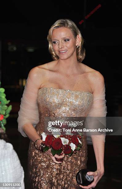 Charlene Wittstock attends the Monaco National day Gala concert at Grimaldi forum on November 19, 2010 in Monaco, Monaco.