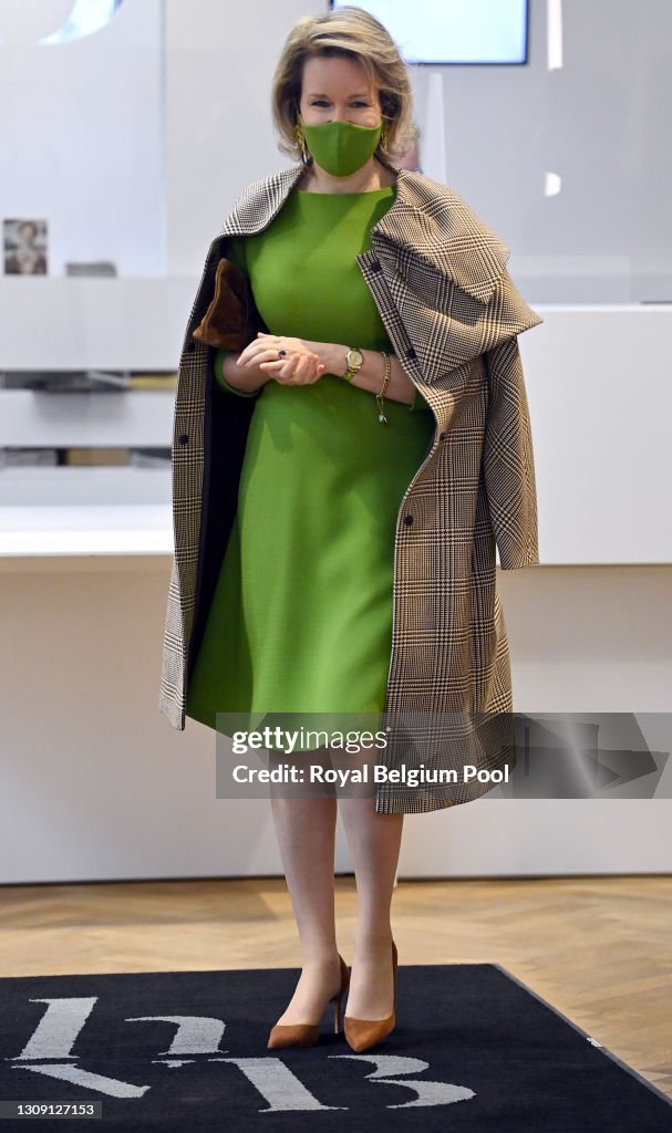 Queen Mathilde Of Belgium Visits The “Children Of The Renaissance” Exhibition At Hof Van Busleyden Museum In Mechelen