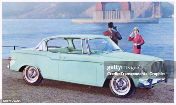 Picture postcard advertisement of a Studebaker Lark hardtop, 1959.