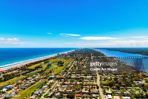 ormond and daytona beaches from above - daytona florida stock pictures, royalty-free photos & images