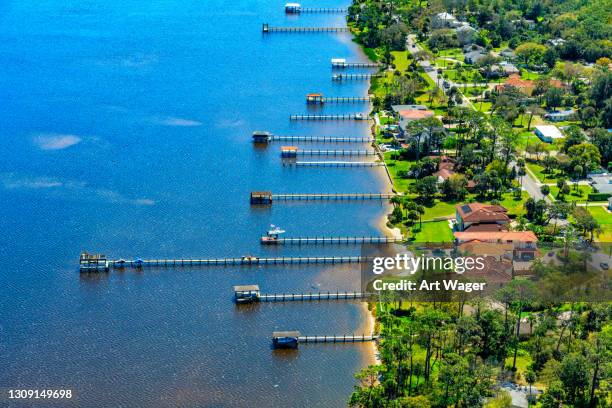boat dock aerial - daytona beach pier stock pictures, royalty-free photos & images