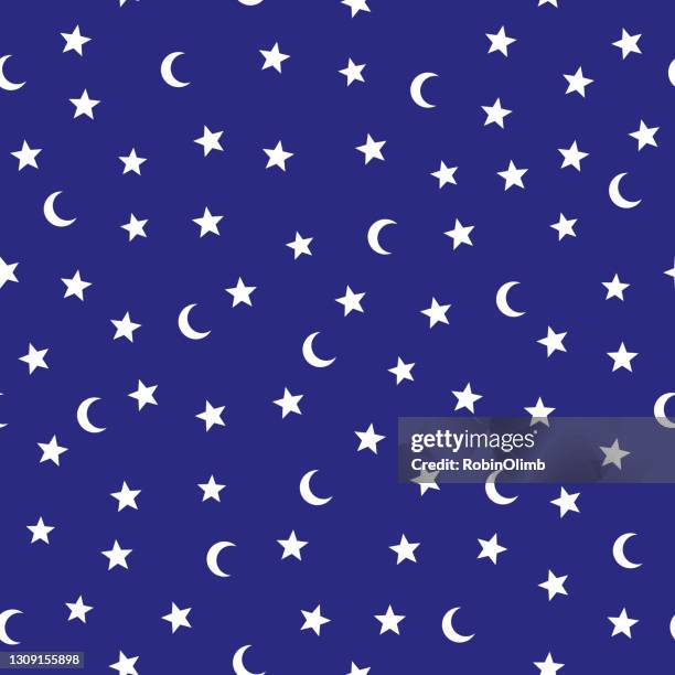 white stars and moons seamless pattern - moon stars pattern stock illustrations