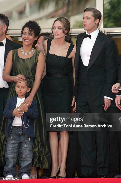 Mariane Pearl, Angelina Jolie and Brad Pitt during 2007 Cannes Film Festival - "A Mighty Heart" Premiere at Palais des Festival in Cannes, France.