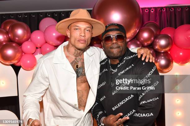 Jeremy Meeks and Rich Coleman attends the "Secret Society" Pajama Party & Movie Premiere at The West Venue on March 25, 2021 in Atlanta, Georgia.