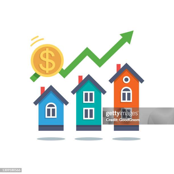 immobilienmarkt - property prices continue to increase stock-grafiken, -clipart, -cartoons und -symbole