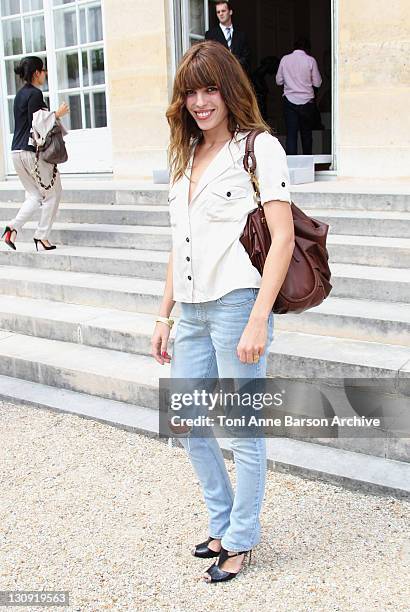Lou Doillon attends the Christian Dior Haute Couture show as part of Paris Fashion Week Fall/Winter 2011 at Musee Rodin on July 5, 2010 in Paris,...