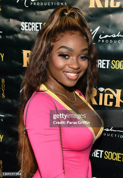 Personality Nikki Natural attends the "Secret Society" Pajama Party & Movie Premiere at The West Venue on March 25, 2021 in Atlanta, Georgia.