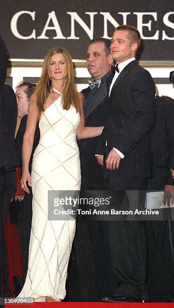 Jennifer Aniston and Brad Pitt during 2004 Cannes Film Festival - "Troy" Premiere at Palais Du Festival in Cannes, France.