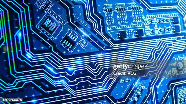 Hisense chip is on display during the Appliance & Electronics World Expo 2021 at National Exhibition and Convention Center on March 24, 2021 in...
