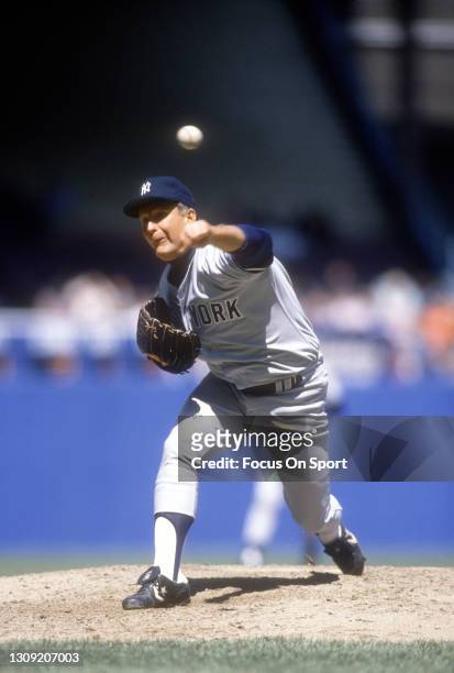Tommy John of the New York Yankees pitches during an Major League Baseball game circa 1989. John played for the Yankees from 1979-82 and 1986-89.