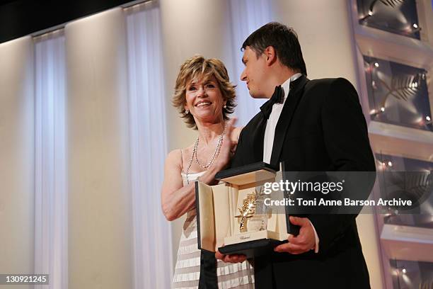 Jane Fonda and Cristian Mungiu, director - Winner of the Palme d'Or