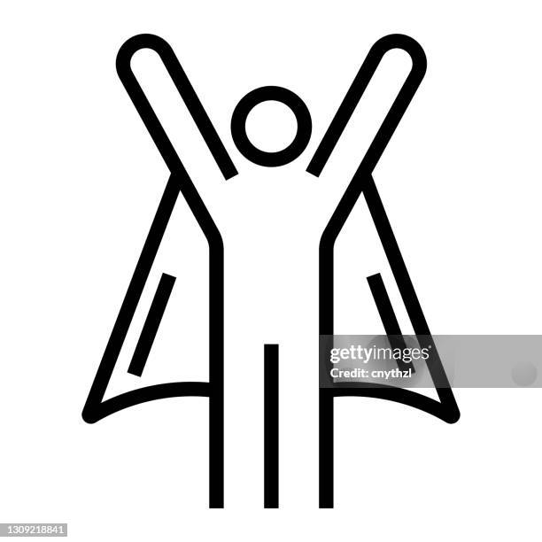 superhero businessman line icon, outline symbol vector illustration - confidence stock illustrations