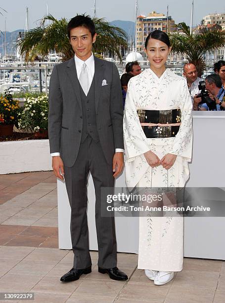 Actor Yusuke Iseya and Actress Yoshino Kimura attend the "Blindness" photocall during the 61st Cannes International Film Festival on May 14, 2008 in...