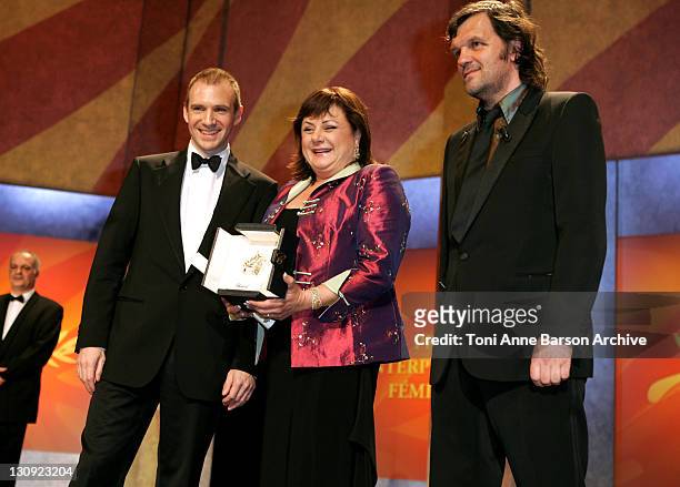 Ralph Fiennes, Hanna Laslo , Winner of Best Actress Award for "Free Zone", by Amos Gitai and Emir Kusturica