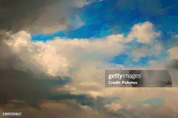 regenreiche sommerwolken - wolkenbilder stock-grafiken, -clipart, -cartoons und -symbole